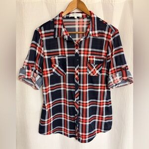 Eden & Olivia Red and Blue Plaid Shirt